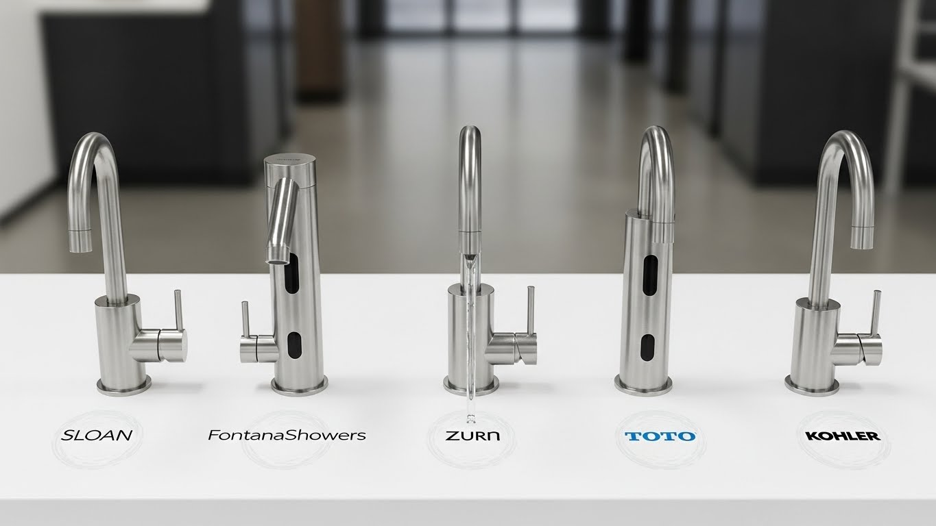 Commercial touchless faucet brands overview image