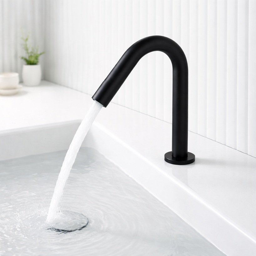 Laminar flow stream from a commercial touchless faucet in a medical environment