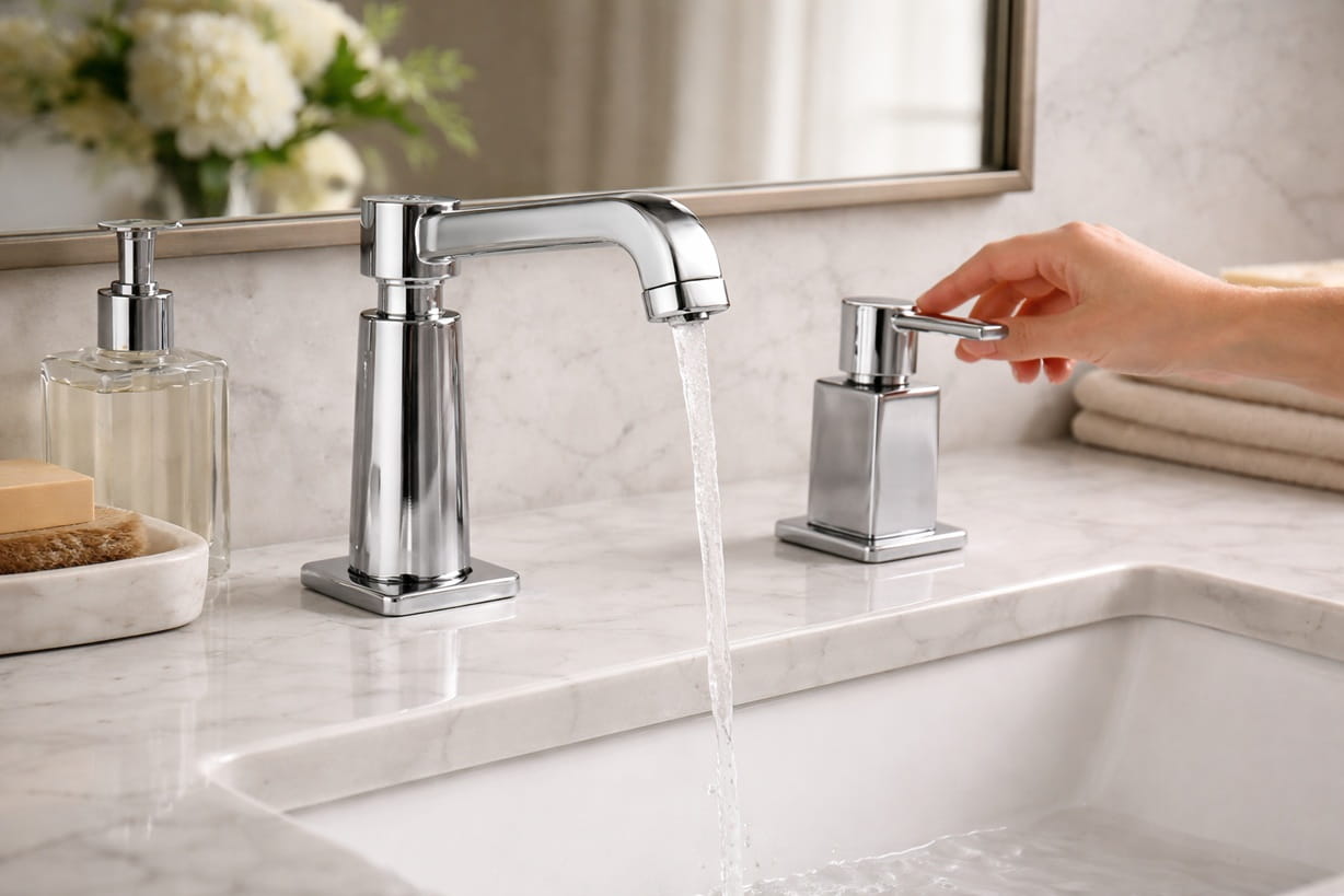 Digital control interface paired with high-end touchless hospitality fixture