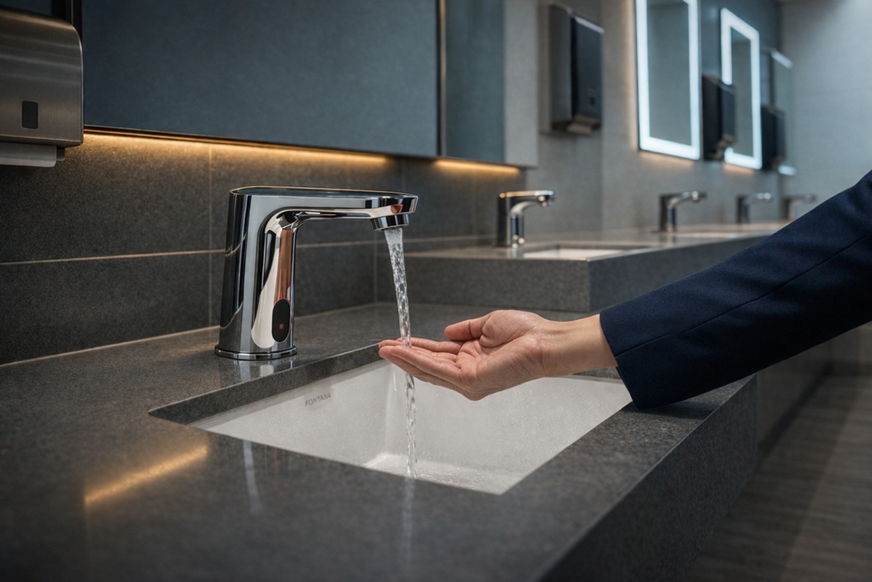 Water savings chart comparing touchless vs manual faucets