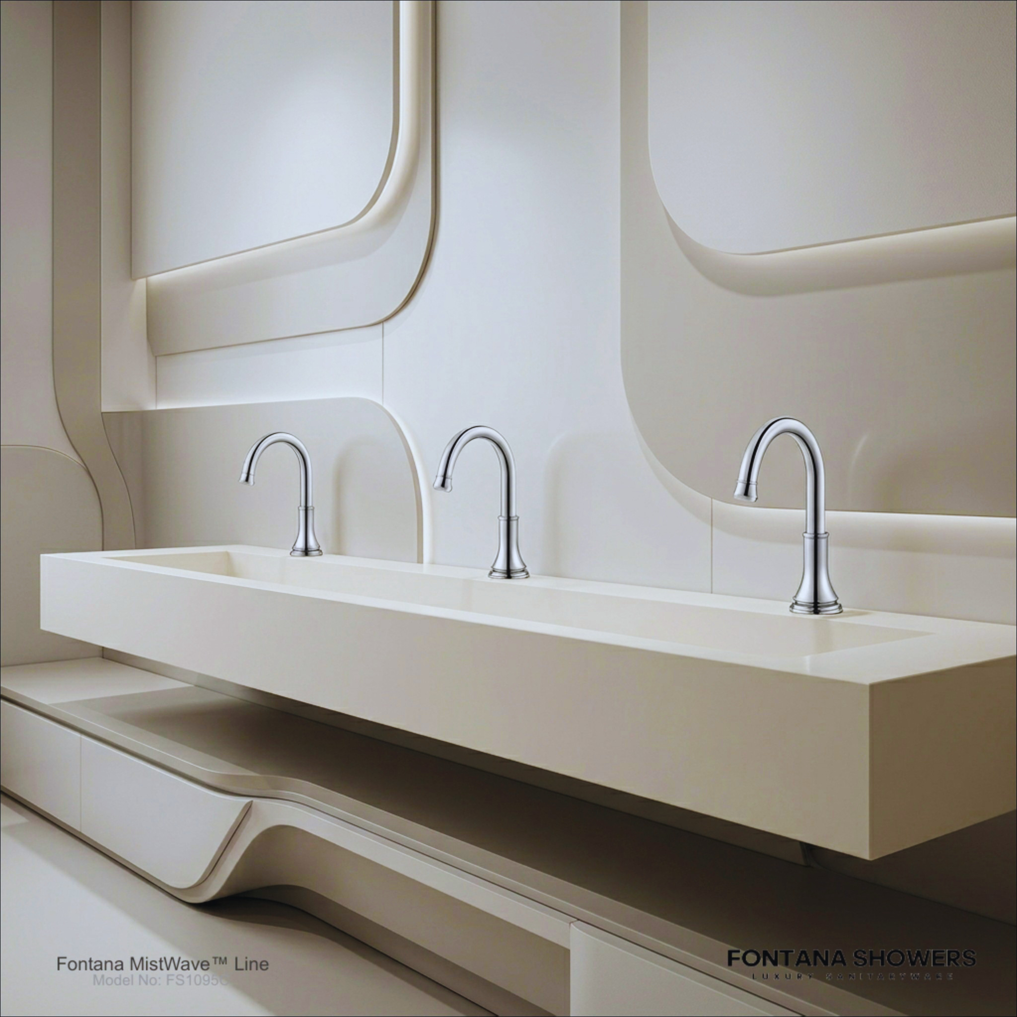 Water-efficient chrome touchless faucet for a phased workplace retrofit