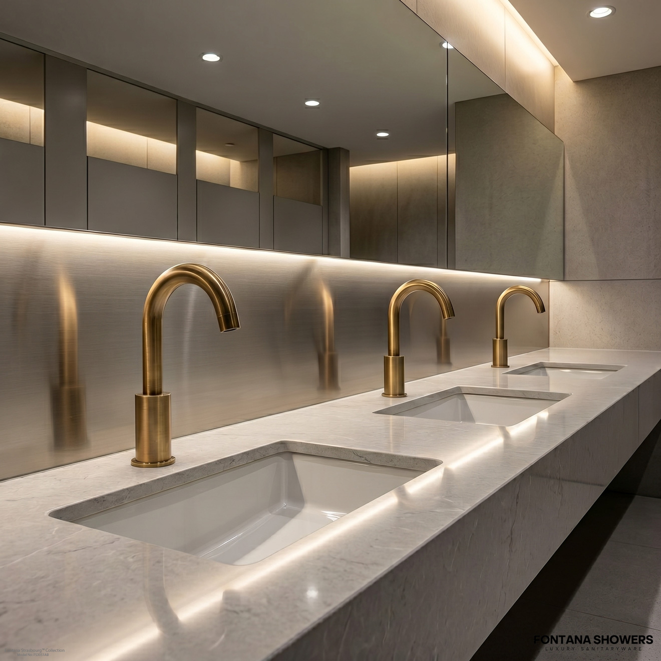 Antique brass Fontana sensor faucet combining hands-free operation with a traditional interior finish