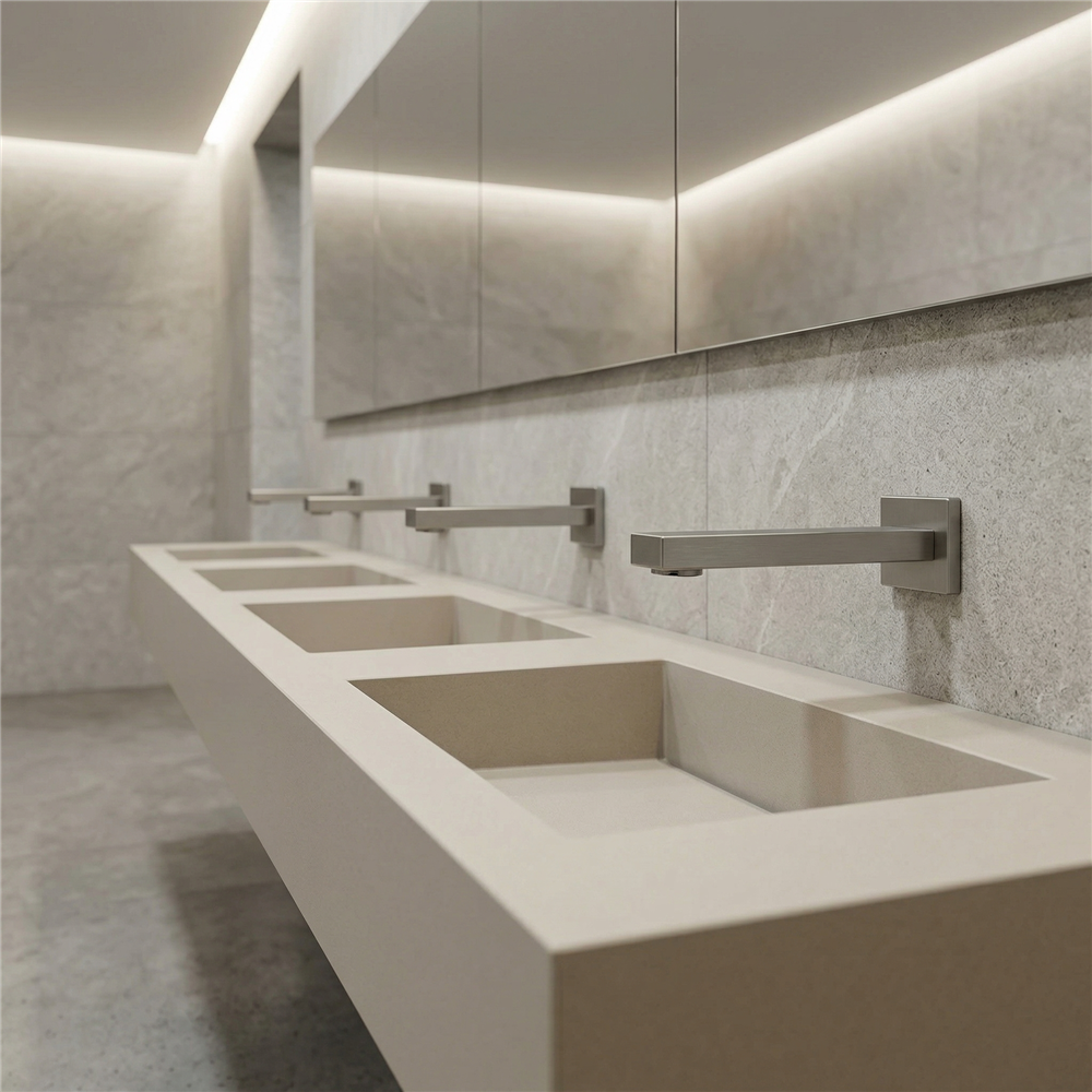 Architectural restroom specification plan for luxury hospitality project
