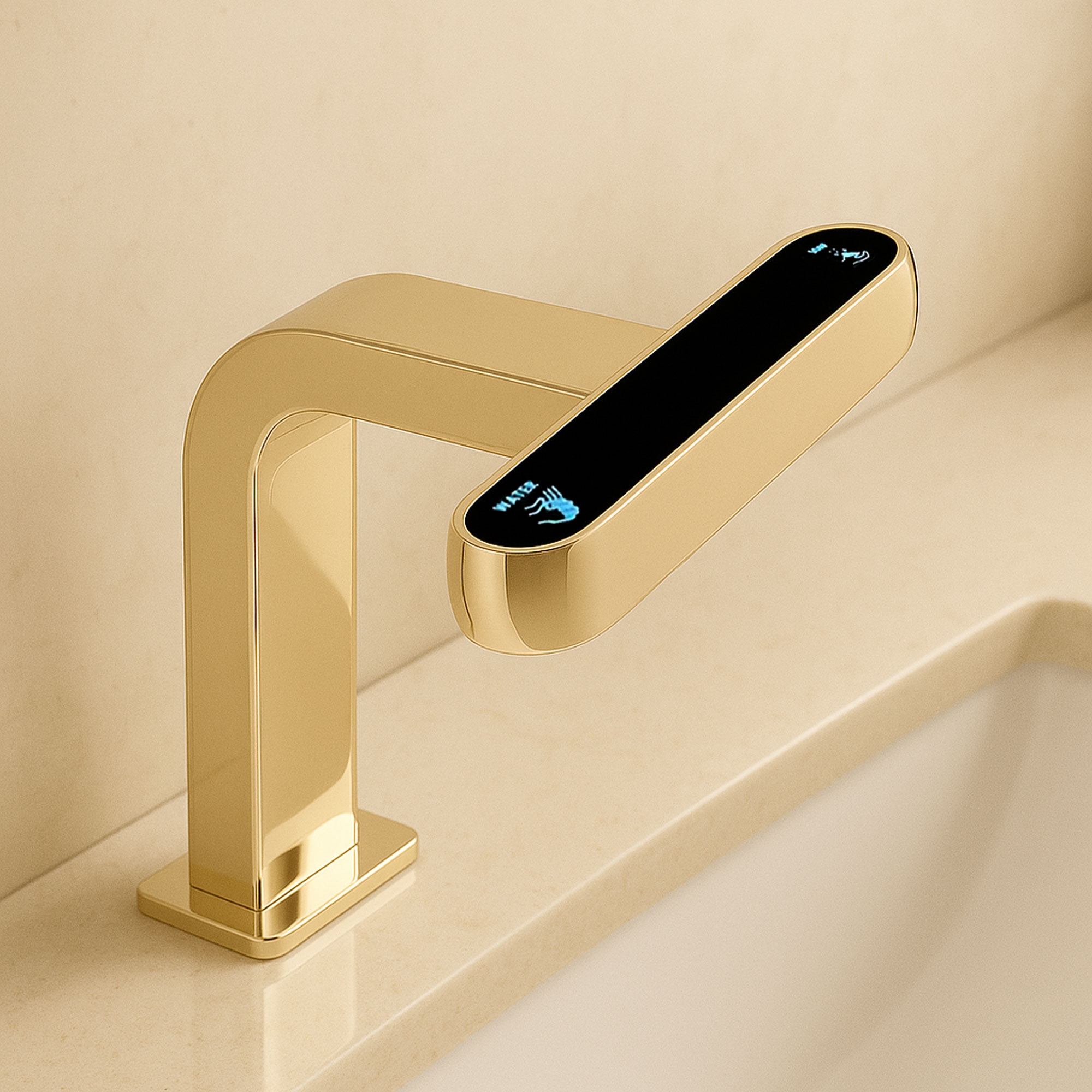 High traffic public restroom faucet station designed for fast touchless activation