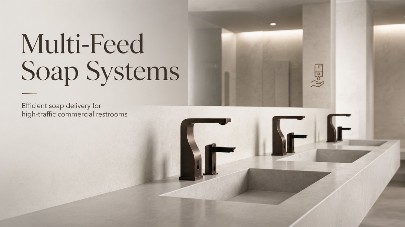 Multi-feed soap systems in a modern high-traffic commercial restroom