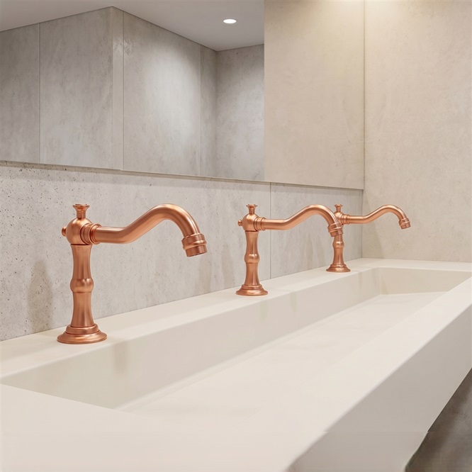 Fontana antique rose gold commercial trough faucets
