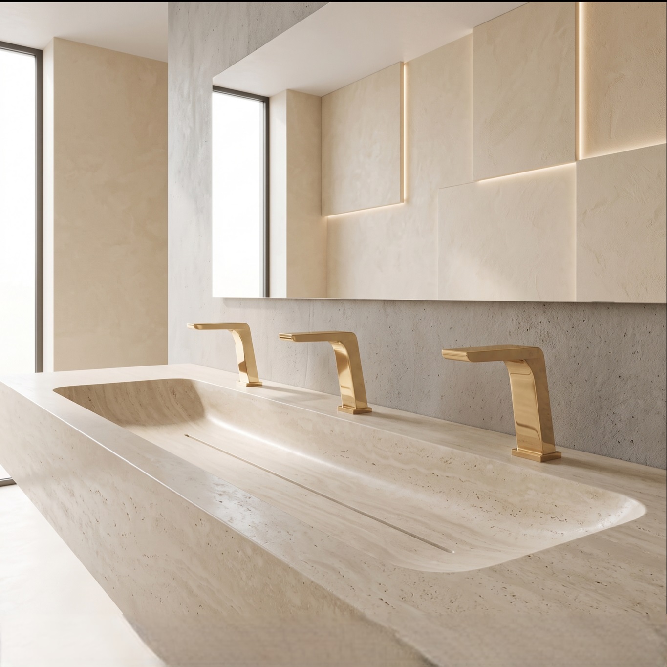Fontana Gioiosa gold commercial trough faucets