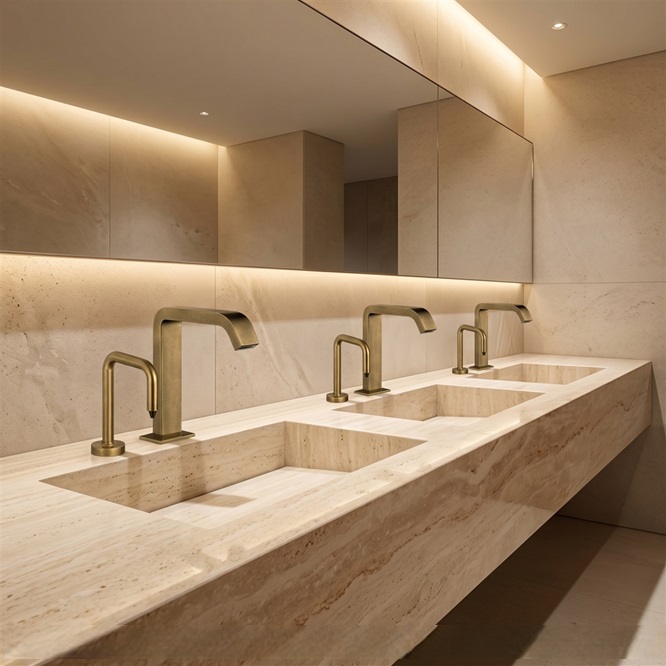 Fontana Rennes antique brass commercial faucet system