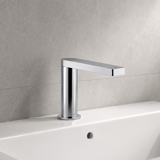 Premium touchless faucet on a modern sink for brand comparison review
