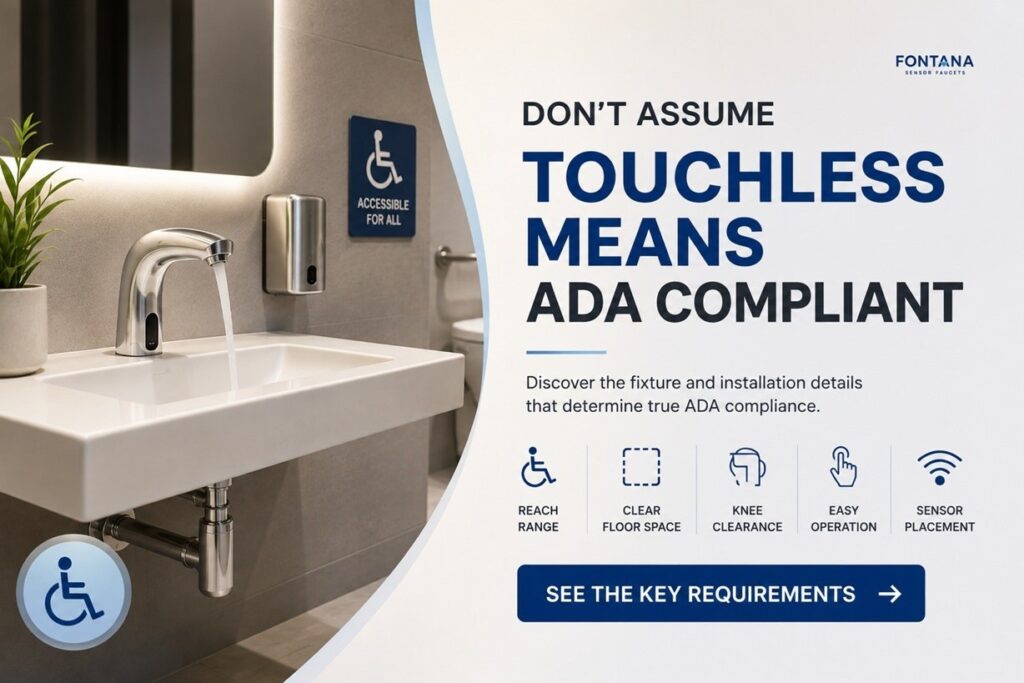 Fontana ADA compliant hands-free restroom faucet for accessible commercial lavatories
