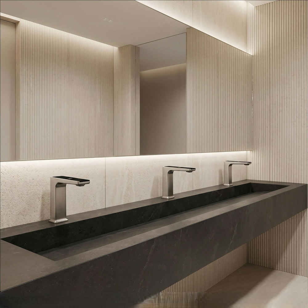 Matte black touchless faucet