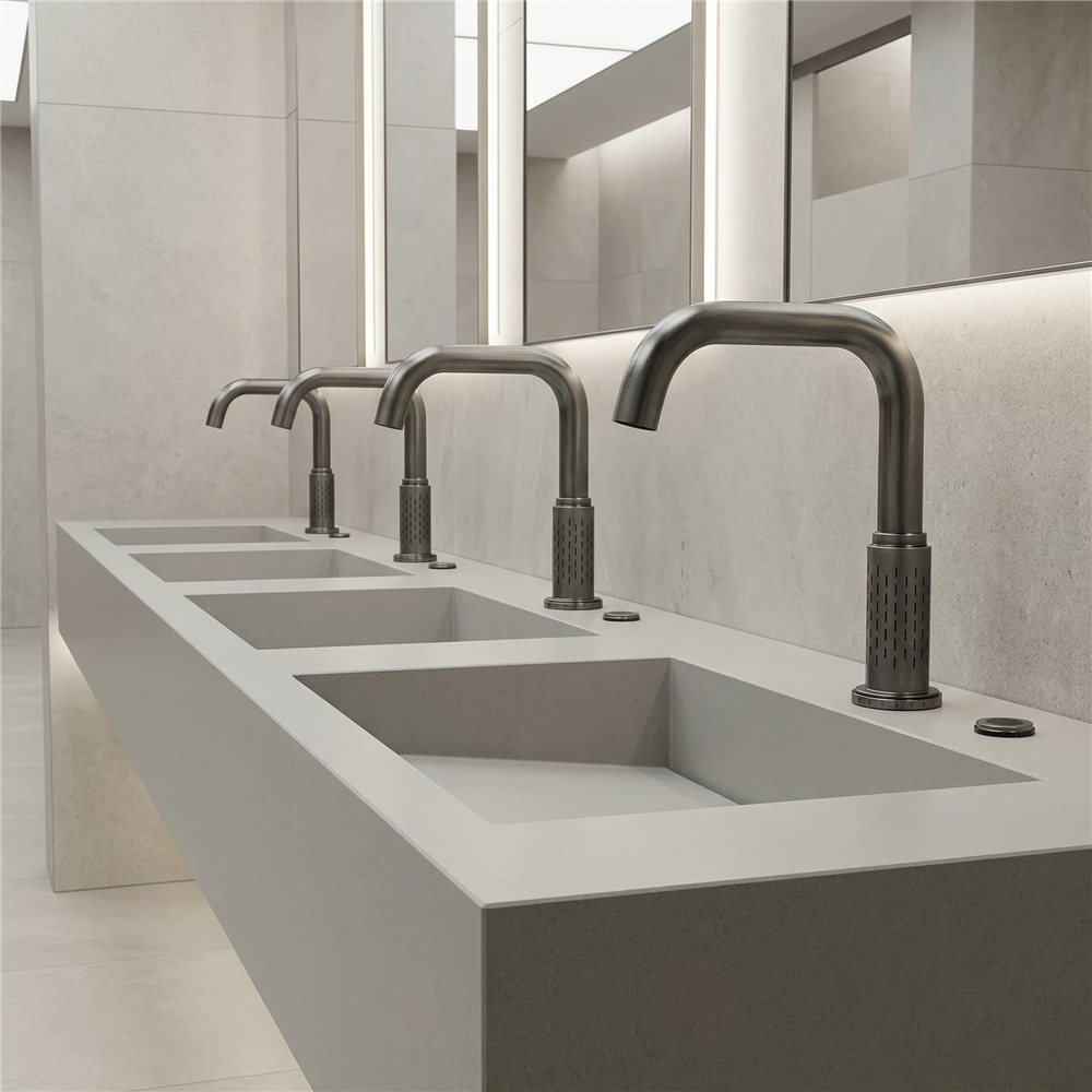 Touchless faucet for healthcare restroom