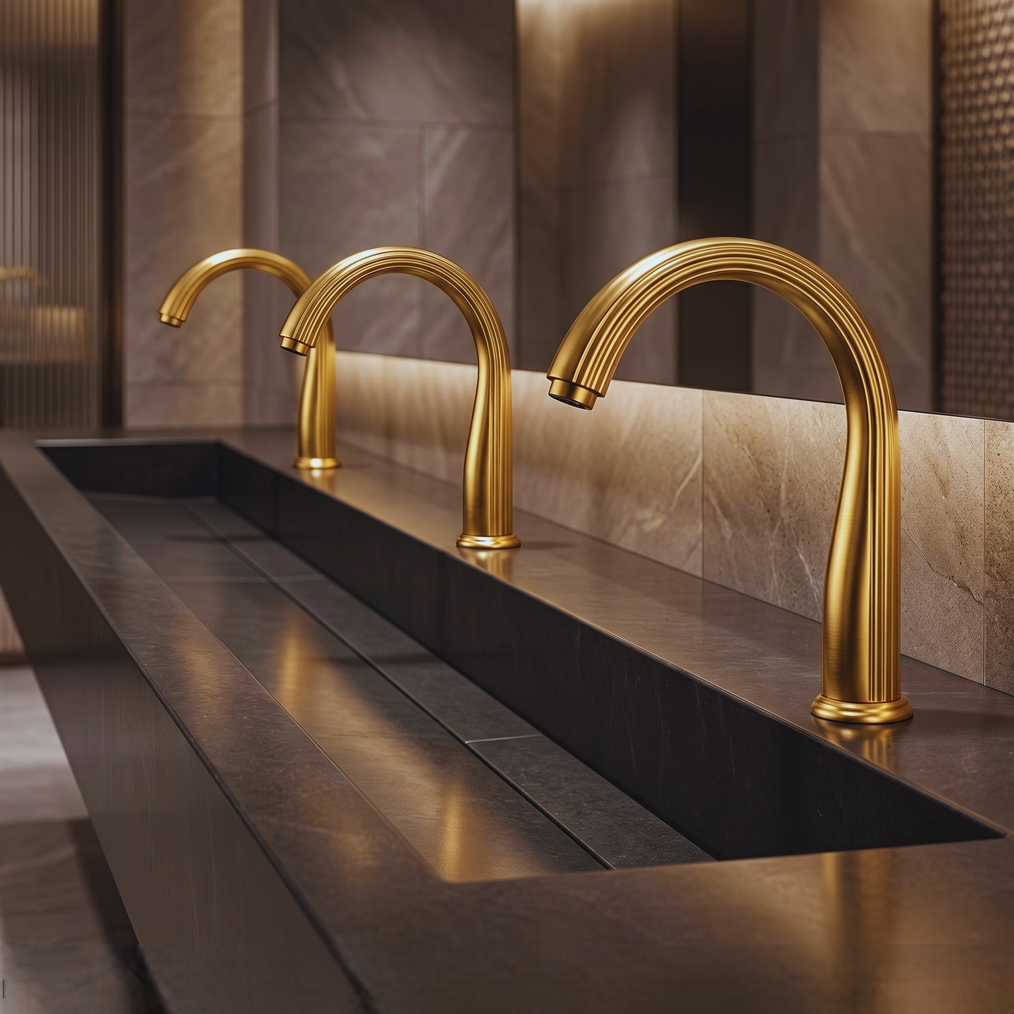 Wall mount touchless faucet in commercial restroom